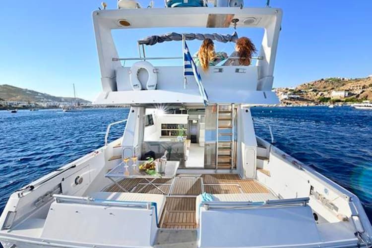 yacht exterior, yacht spaces, yacht rentals Tinos
